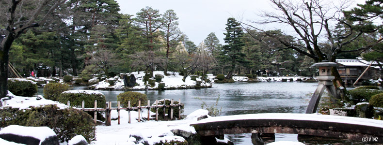 雪景色 冬 石川 金沢 兼六園 雪吊り 雪囲い